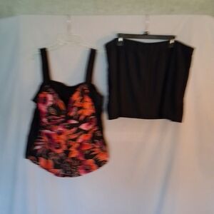 Floral Black and Pink Tankini